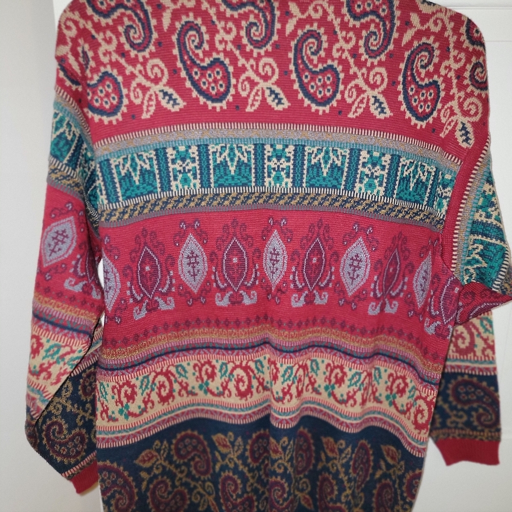 Liz Sport Women's Multicolor Paisley Knit Cardigan Size Large EUC - Picture 6 of 6